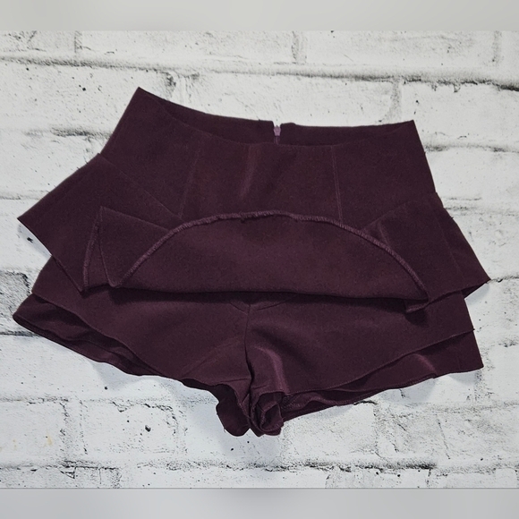 Revamped Plum Ruffle Skort Shorts M – High Rise Layered Mini - Picture 5 of 9